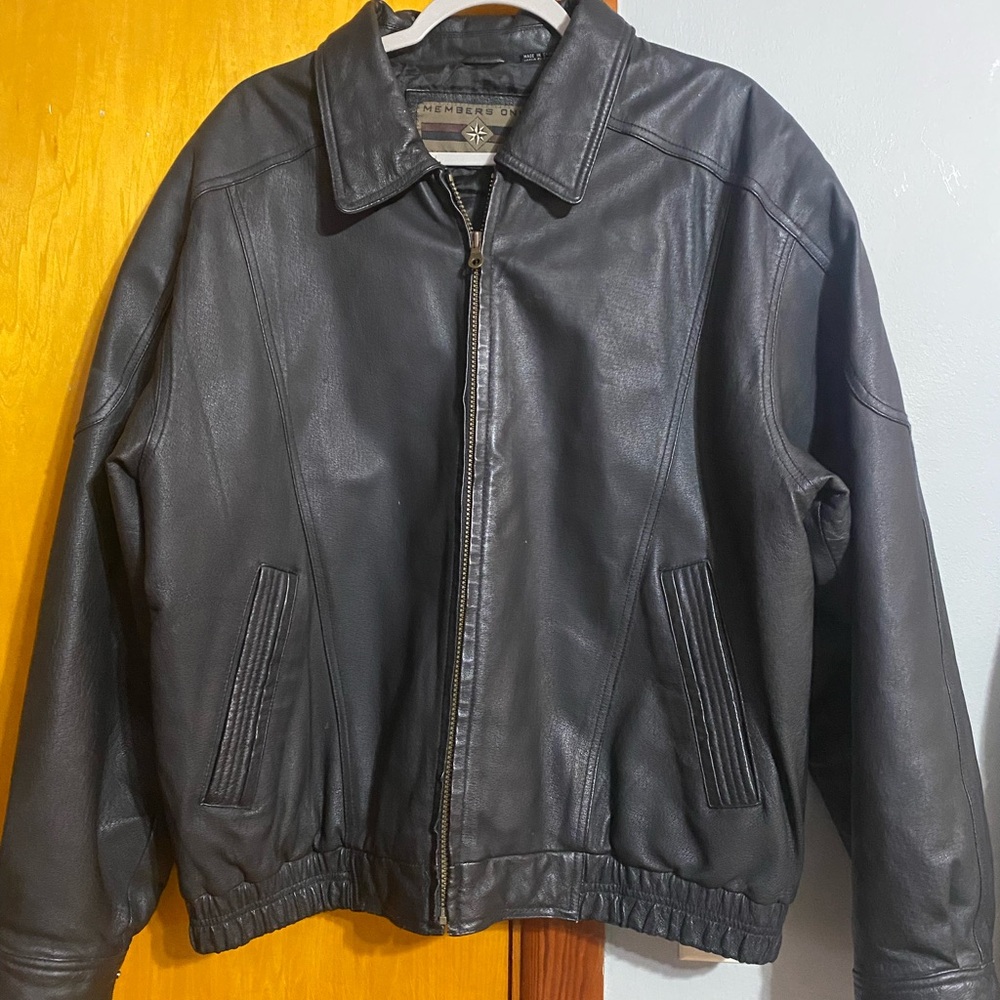 Members Only Black Leather Jacket for Men